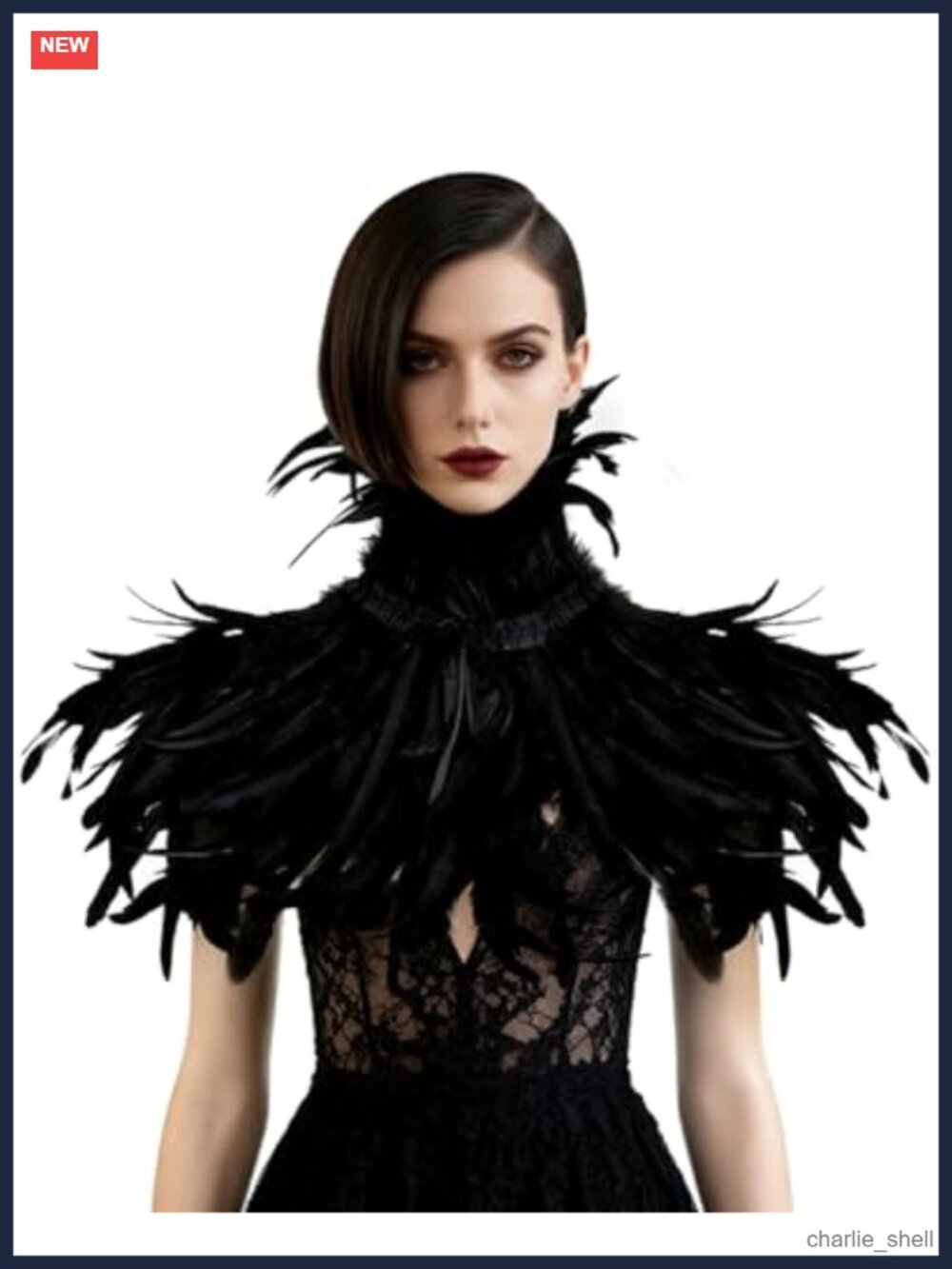 Real Feather Shrug Cape Lace Shawl Collar Satin Ribbon